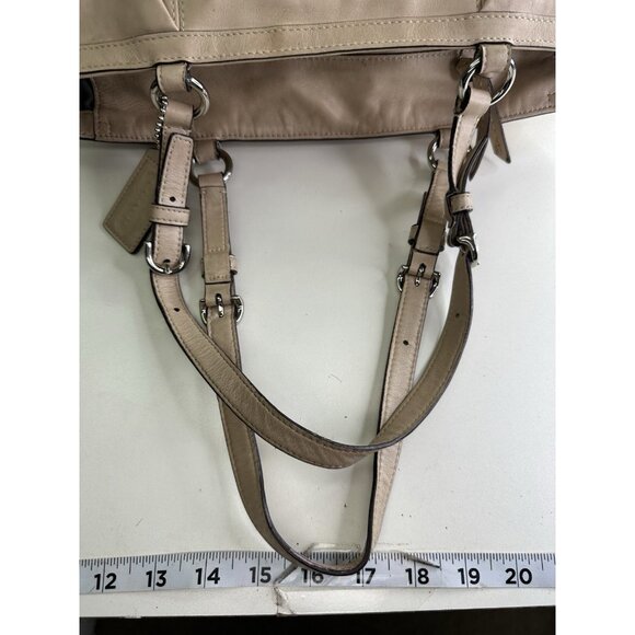 Coach F17721 Gallery Leather Shoulder Handbag Tote Purse Beige - Picture 7 of 16